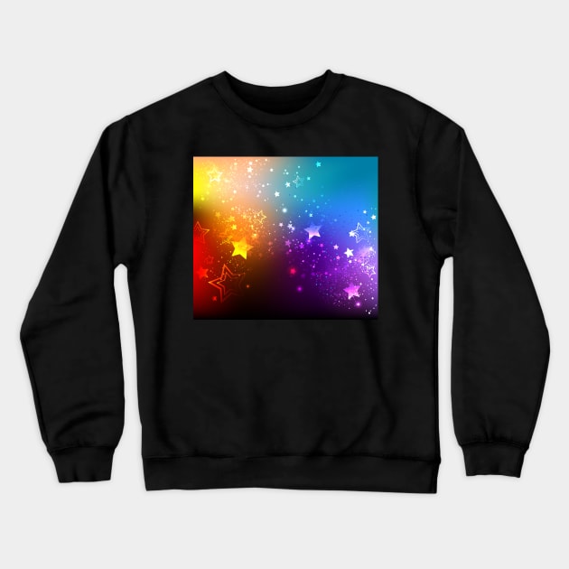 Rainbow Background with Stars Crewneck Sweatshirt by Blackmoon9